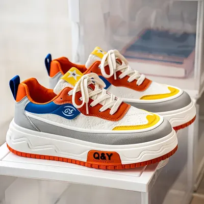 Color Blocking Thick Soled Casual Shoes