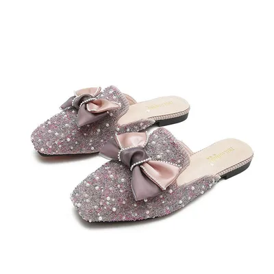 Elegant Comfortable Rhinestone Women Half Flat Shoe