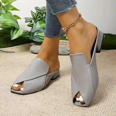 Lazyman Semi-slip-on Women's Chunky Heels
