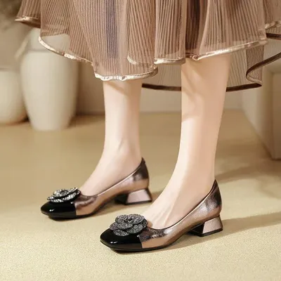 Thick Heel French Retro Square Head Design