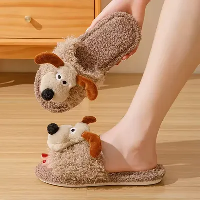 Funny Cartoon Dog Cotton slippers .