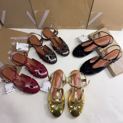 Women's Sandals with Simple Metal Buckle