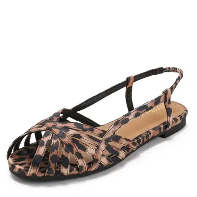 Bright Orange Roman-Style Flat Sandals with Cross Straps