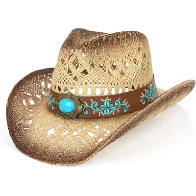 Cowboy Straw Hat for Women Men Beach Travel