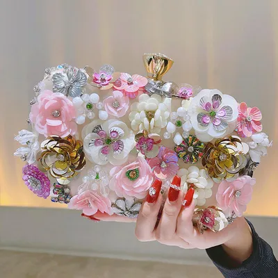 Elegant Fashion Luxury Sequin Flower Clutch Evening Bags