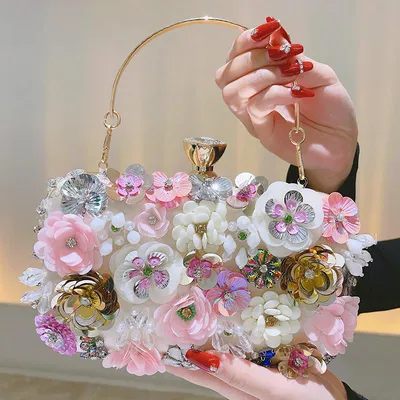Elegant Fashion Luxury Sequin Flower Clutch Evening Bags