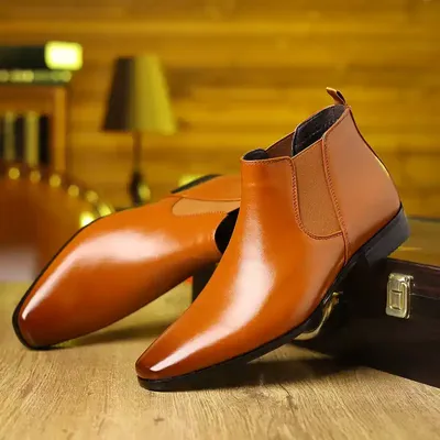 Small Square Toe Formal Chelsea Boots High-Top Leather Boots