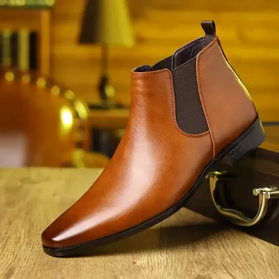 Small Square Toe Formal Chelsea Boots High-Top Leather Boots