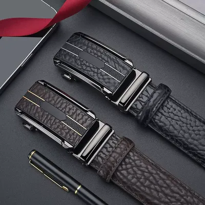 Belt men's bison pattern alloy leather automatic buckle cowhide belt