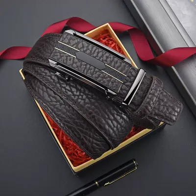 Belt men's bison pattern alloy leather automatic buckle cowhide belt