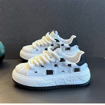 Distressed Casual White Sneakers