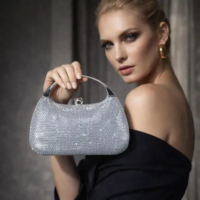 Cross-border Hand-held Square Silk Cloth Evening Bag