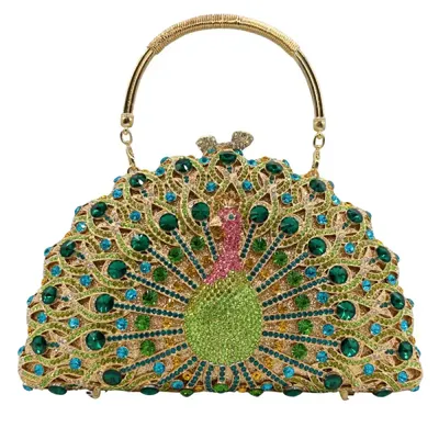 PEACOCK DESIGN RHINESTONE BAG