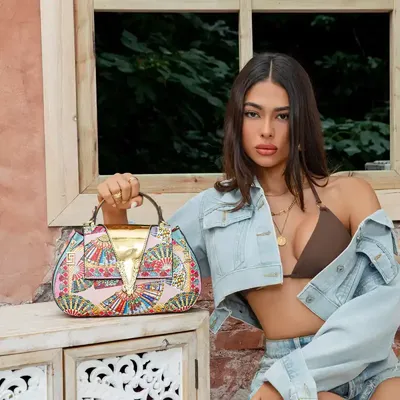 PRINTING V METAL LADIES BAG