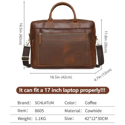 GENUINE COWHIDE LEATHER MEN'S BRIEFCASE