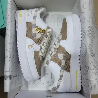NIKE AIR FORCE 1 LOW X LOUIS VUITTON X GUCCI. WHITE 1:1 