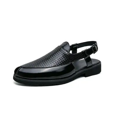 WOVEN PATTERN LEATHER SANDAL