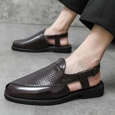 WOVEN PATTERN LEATHER SANDAL