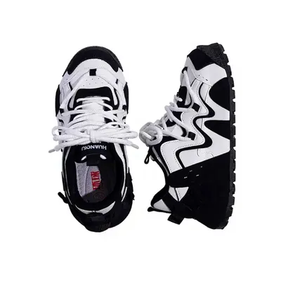 SYNTHETIC LEATHER THICK SOLE WALKING SHOES 