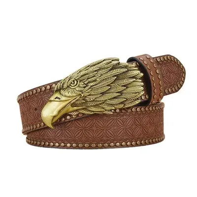 FASHION BELT WITH EMBOSSED EAGLE HEAD