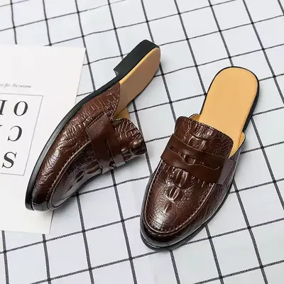 BRITISH STYLE CROCODILE SKIN SANDALS