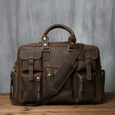 COWHIDE LEATHER COMPUTER SHOULDER BAG