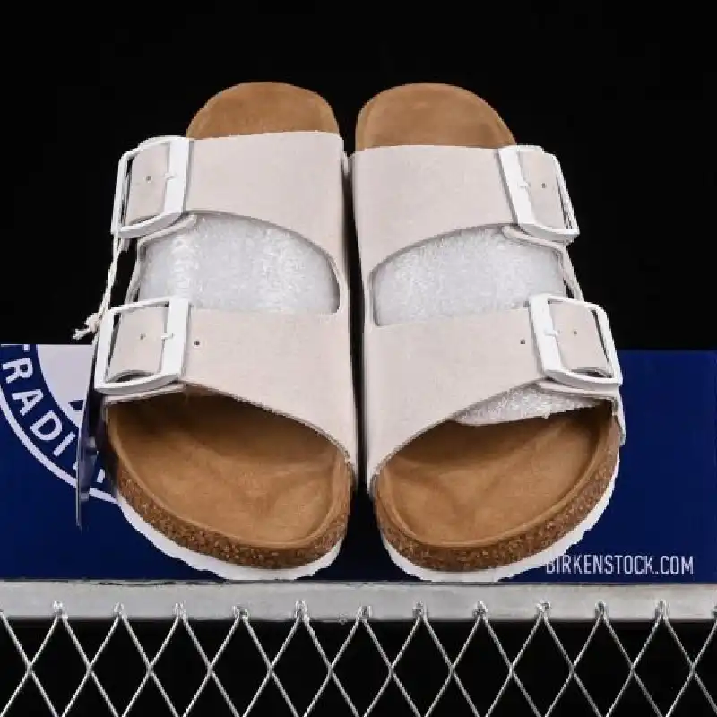 BIRKENSTOCK ARIZONA TWO-STRAP SANDALS WHITE