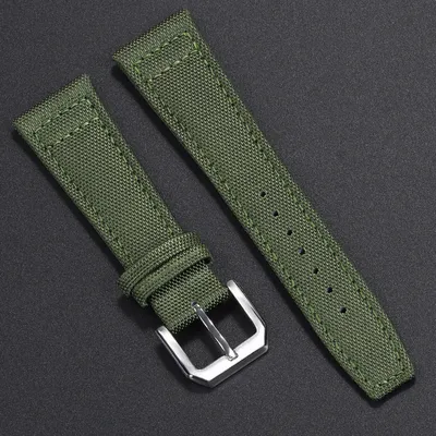 TWO LAYER CANVAS COWHIDE WATCH STRAP PO-WBF0162GrS