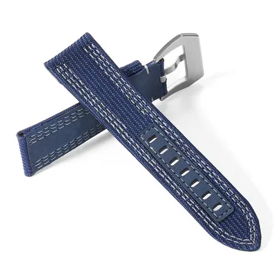 DOUBLE LAYER WOVEN CLOTH COWHIDE WATCH STRAP PO-WBF0055BlS