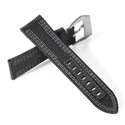 DOUBLE LAYER WOVEN CLOTH COWHIDE WATCH STRAP PO-WBF0055BS