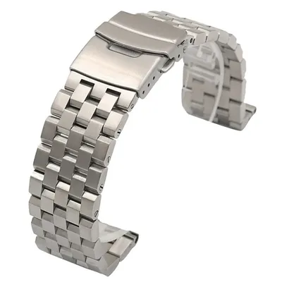 FIVE-BEAD SOLID FROSTED STAINLESS STEEL WATCH STRAP PO-WBG0113S