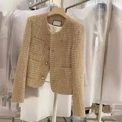 Chanel-Style Sequined Short Jacket 