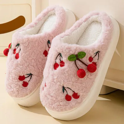 Cherry Cotton Slippers for Women 