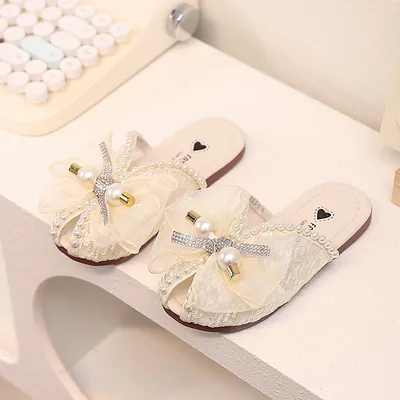 Butterfly Bow Pearl Slippers