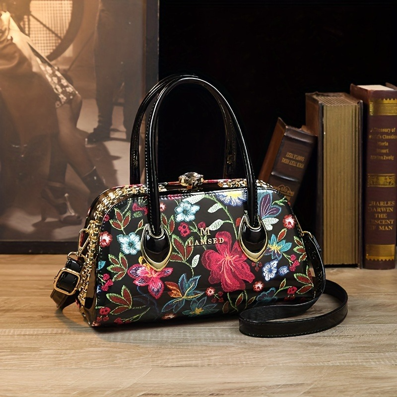 Vintage Open-Front Faux Leather Handbag