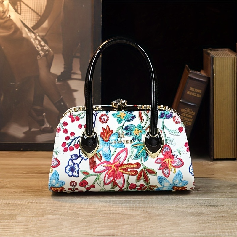 Vintage Open-Front Faux Leather Handbag