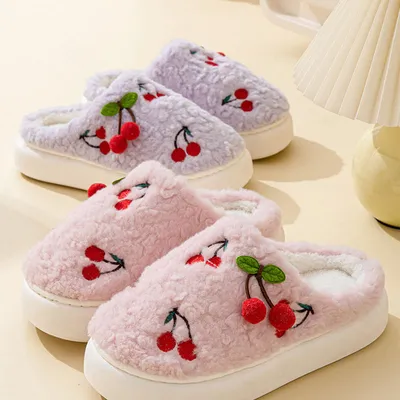Cherry Cotton Slippers for Women 