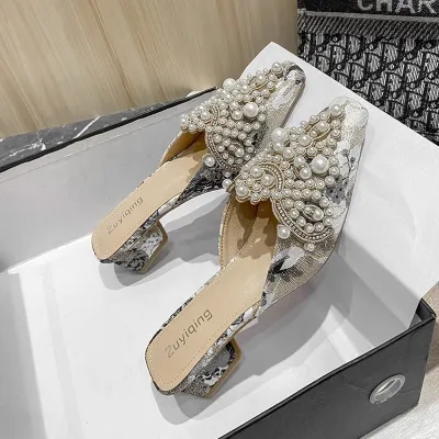 Women's Middle Heel Soft Slippers 