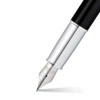 Sheaffer 100 Fountain Pen Glossy Black with Brushed Chrome Cap