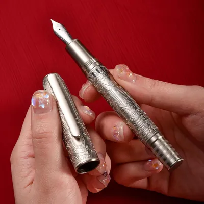 Hongdian 100 Silver Steel Piston Fountain Pen