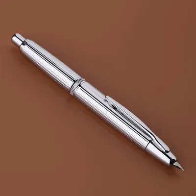 Moonman / Majohn A1 Fountain Pen – Striped Silver (Extra Fine Nib)