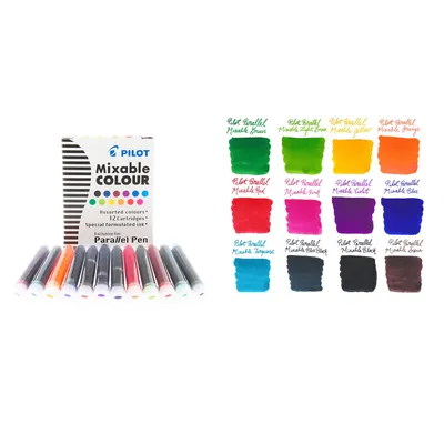 Pilot 12 Color Ink Cartridge Pack (Parallel, Kakuno, Metropolitan, Plumix)