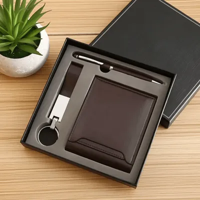 Business Card Holder Bag Signature Pen Business Gift Set with Keychain Wallet