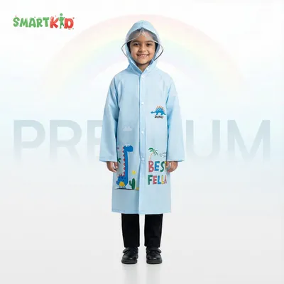 Cute Cartoon Theme Rain Coat  Blue