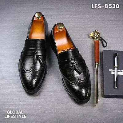 Men's Leather Loafers Tassel Brogue Dress Shoes