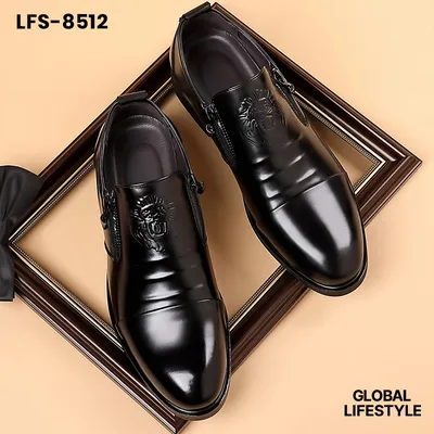 Men's Business Head Zipper Pointed Leather Shoes
