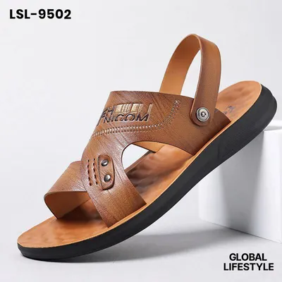 Men's Leather Sandals with Perforations