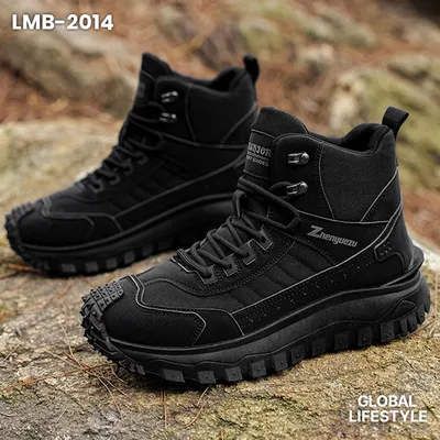 Men's Thick Sole Leather Style Hiking Work Boots
