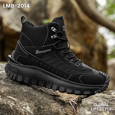 Men's Thick Sole Leather Style Hiking Work Boots