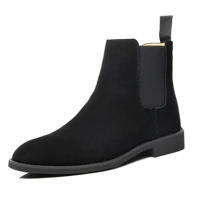 Leather Pointed Toe velvet Chelsea Boots stk